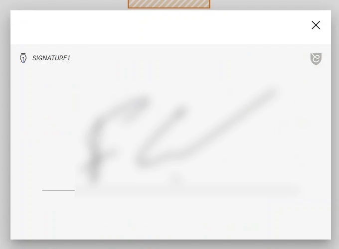 Unterschriftsfeld mit einer handschriftlichen Unterschrift auf der Linie